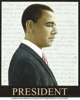 Barack Obama 44th President Inaugural Illustration by New Yorker cover artist and bestselling children's book illustrator Harry Bliss.