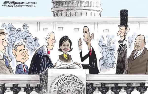 Obama Inauguration. Illustration by Dana Summers / The Orlando Sentinel