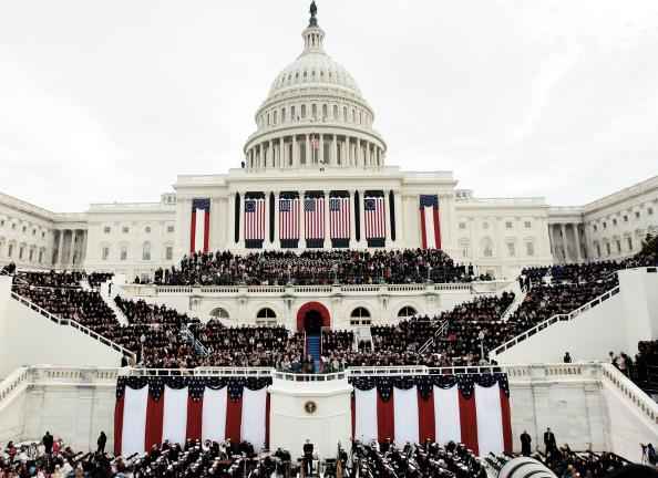 President George W. Bush delivers his 2005 inaugural speech after taking the oath of office during ceremonies on the west front of the U.S. Capitol in Washington. MCT POOL PHOTOGRAPH BY WIN MCNAMEE/GETTY IMAGE
